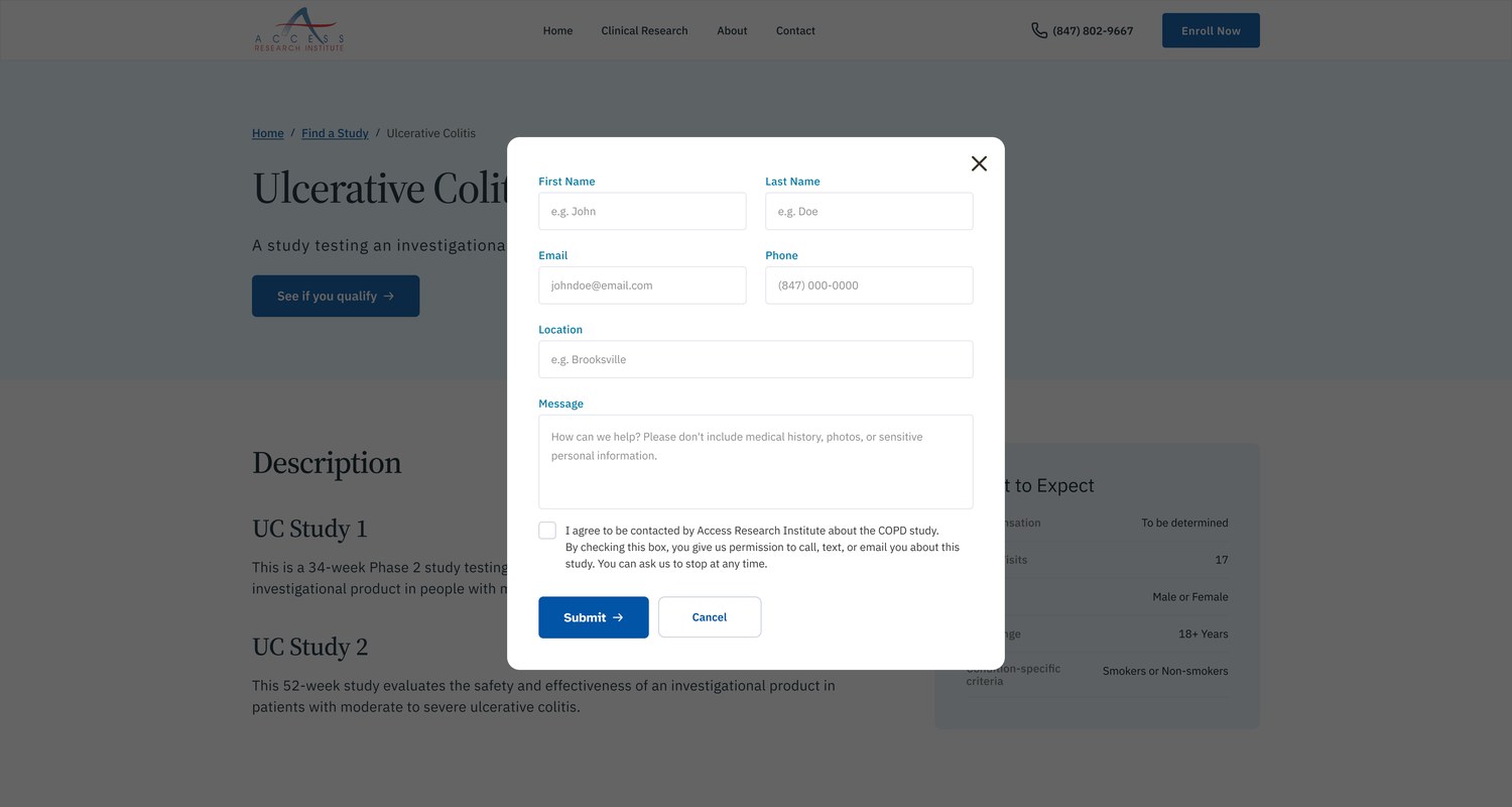 Study page with the See if you qualify modal open
