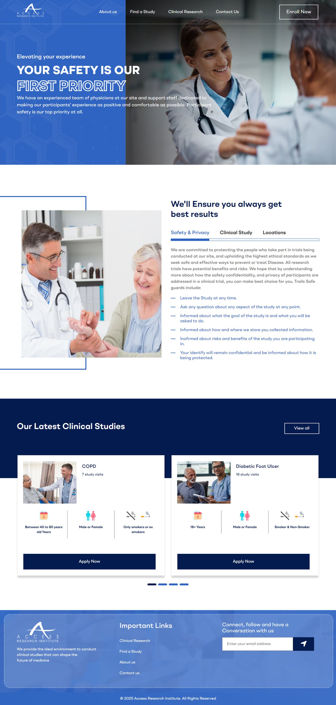 The previous Access Research Institute homepage, full page